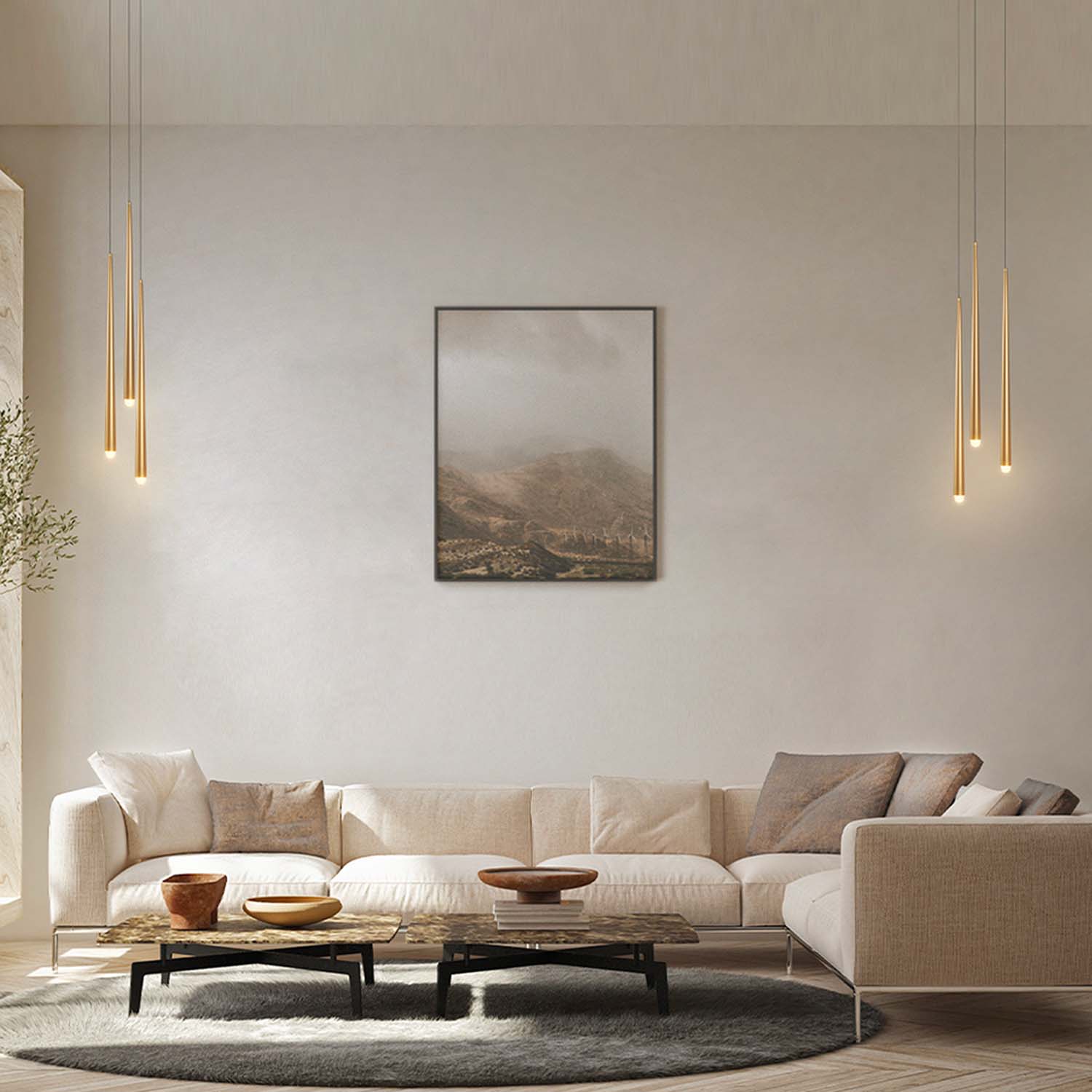CASCADE - Triple long chandelier for entrance hall or staircase descent