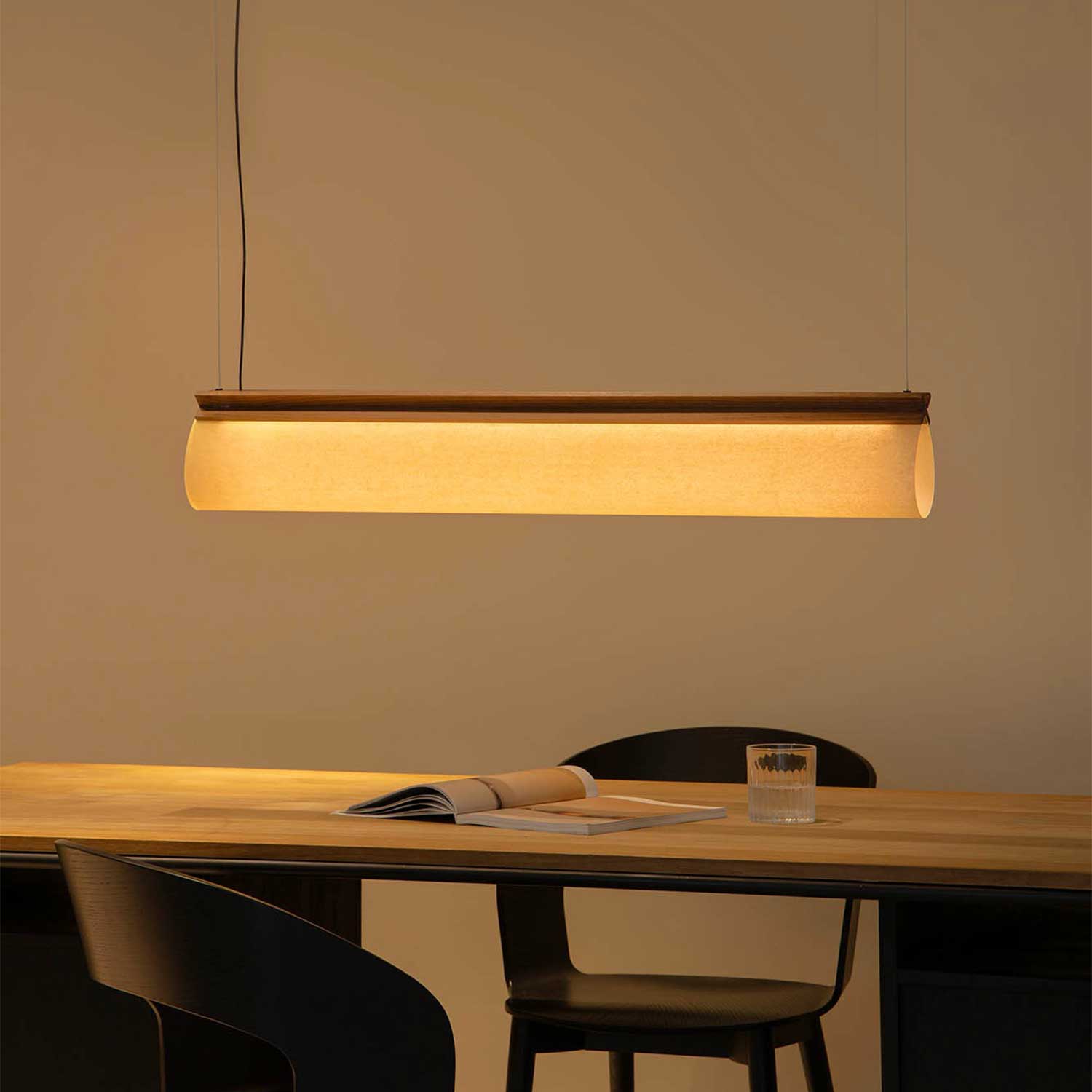 Cata - Suspension noyer et tissu pour cuisine design