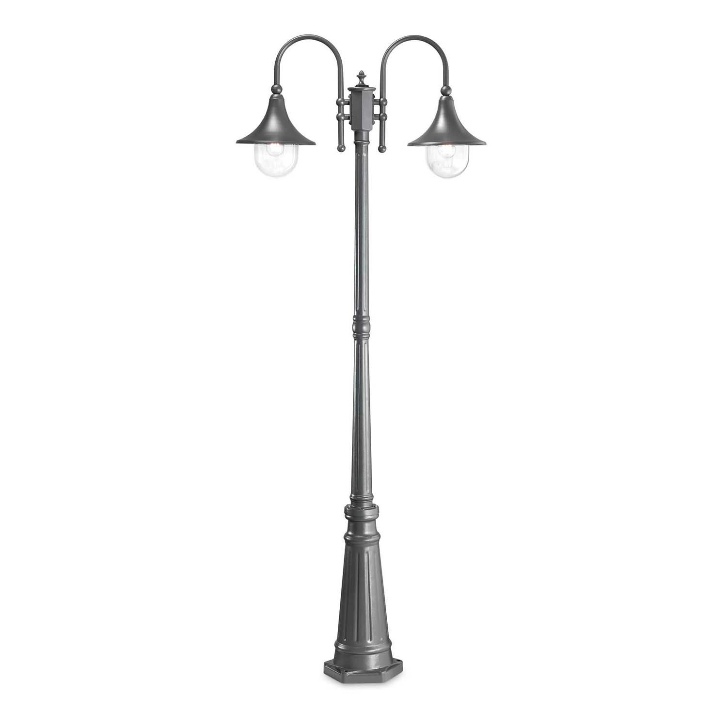 CIMA - Lampada da terra esterna antica in alluminio grigio o ottone invecchiato