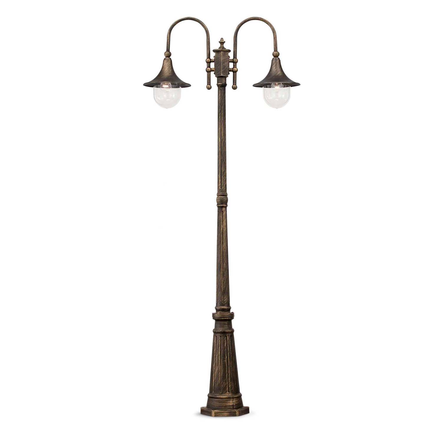 CIMA - Lampada da terra esterna antica in alluminio grigio o ottone invecchiato