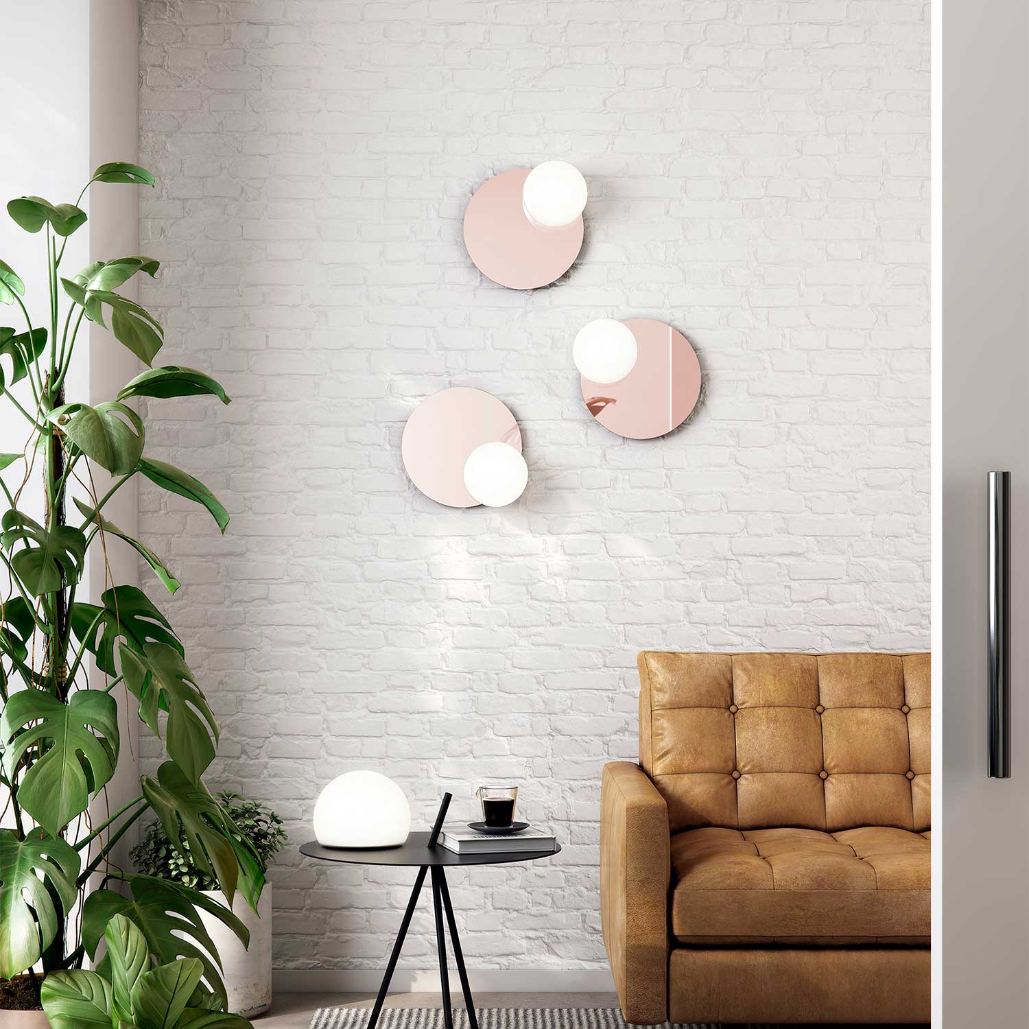 Circ - Aplique de pared redonda con espejo para baño