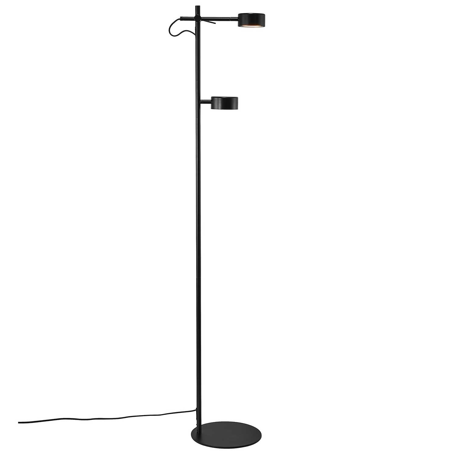 Clyde - Lampadaire acier noir LED pour salon minimaliste
