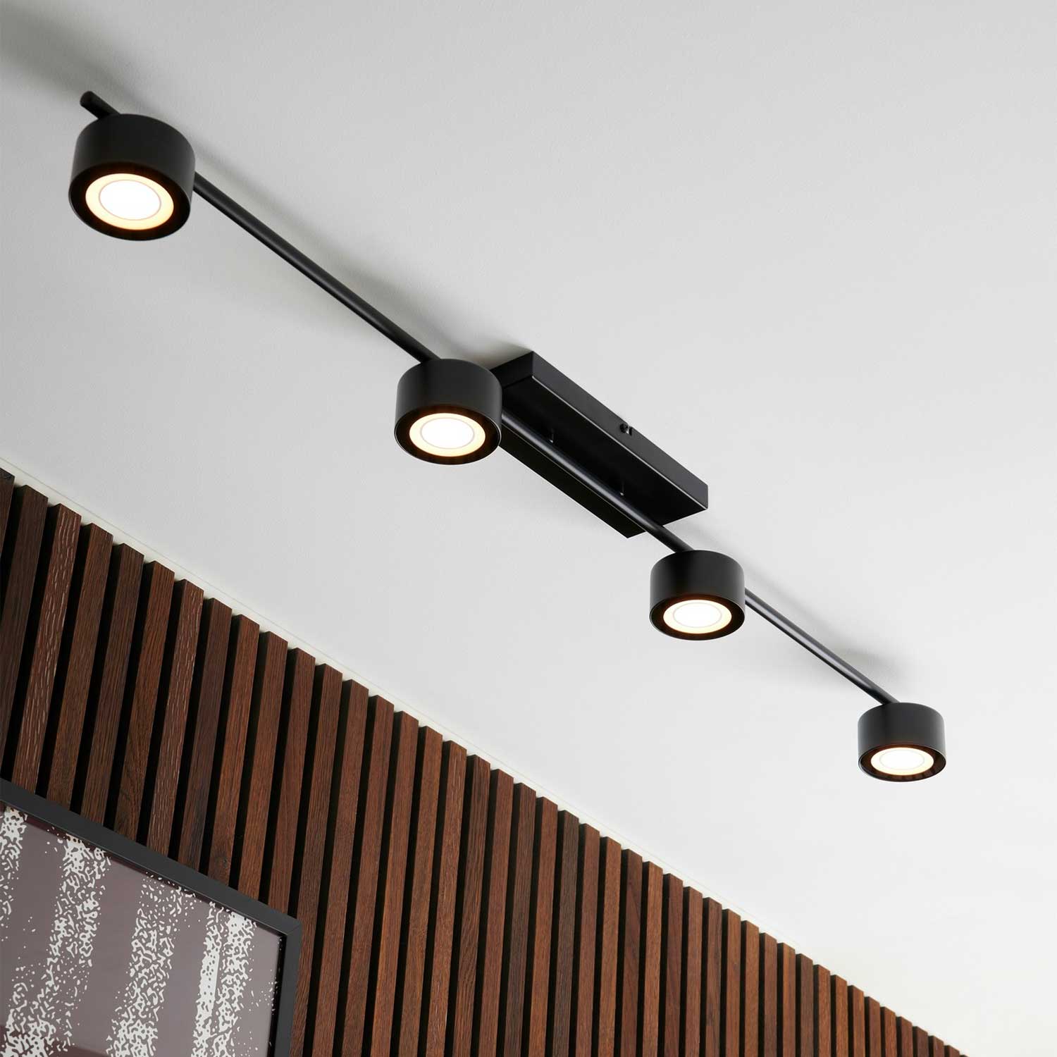 Clyde - Plafonnier spots LED en acier noir design contemporain