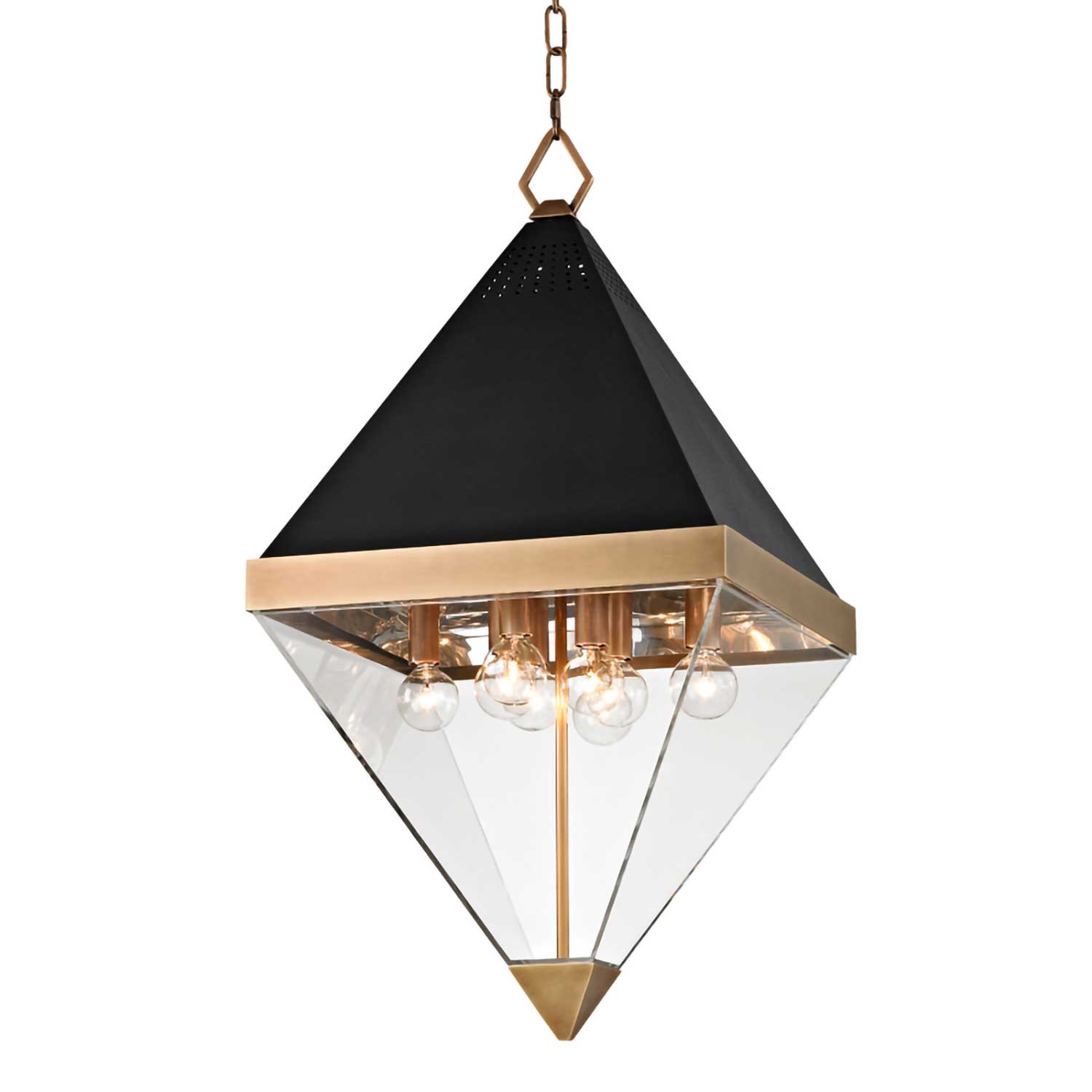 Coltrane - Suspension art déco pour hall d'entrée en verre et bronze