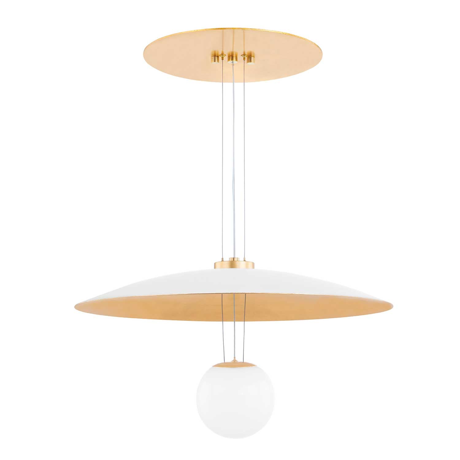 Brim - Lámpara colgante dorada de diseño en metal y vidrio moderno