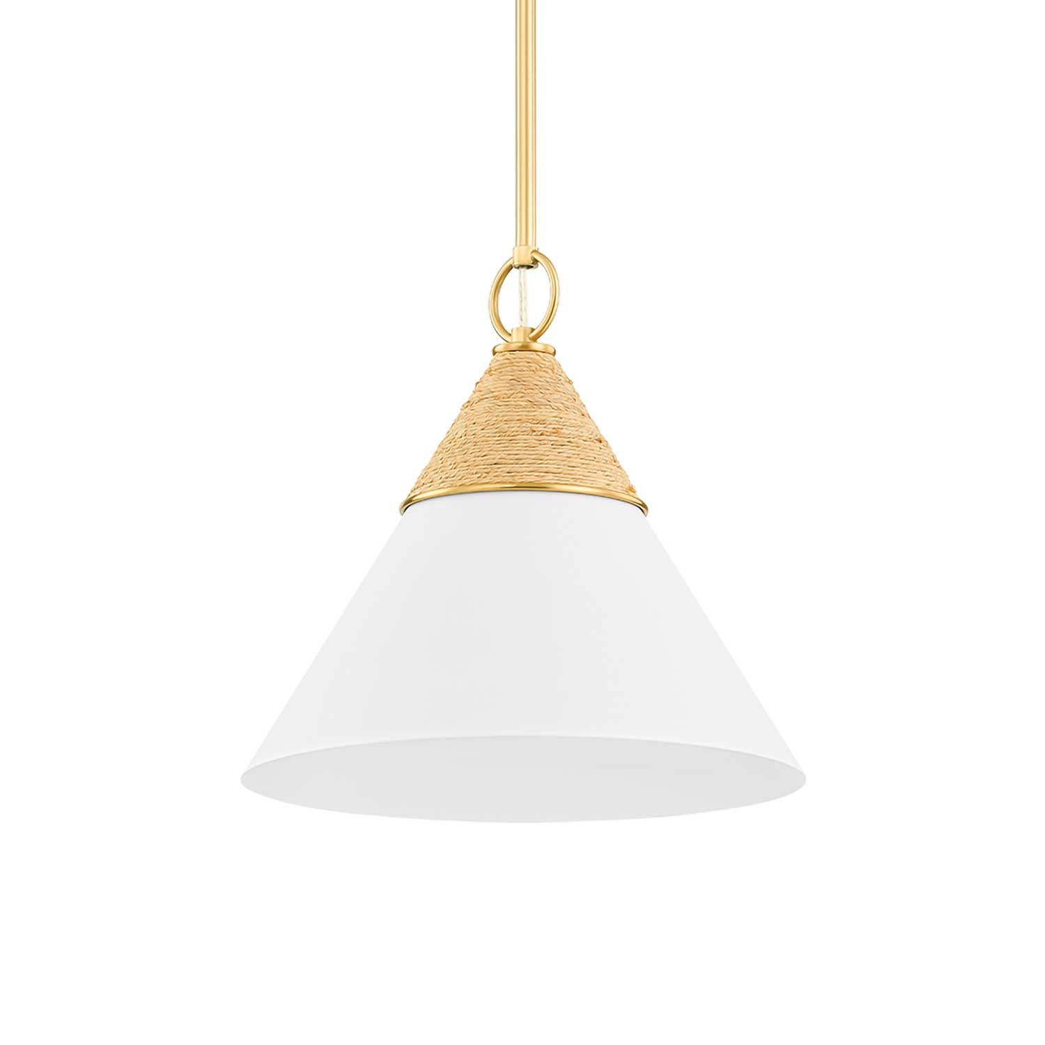 Mica - Suspension in rattan, glass and golden brass design