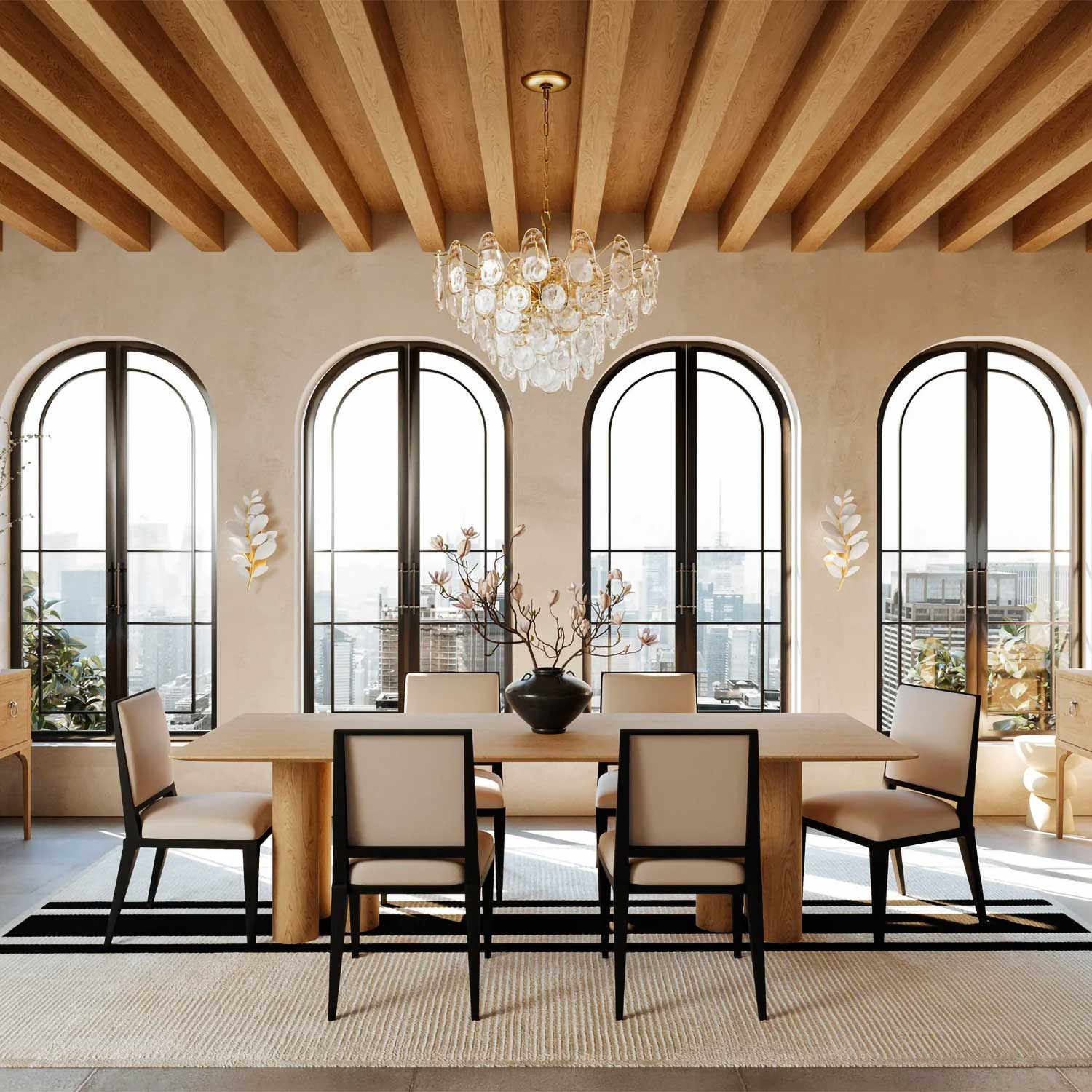 Darcia - Lustre luxueux en verre pour salle à manger style château