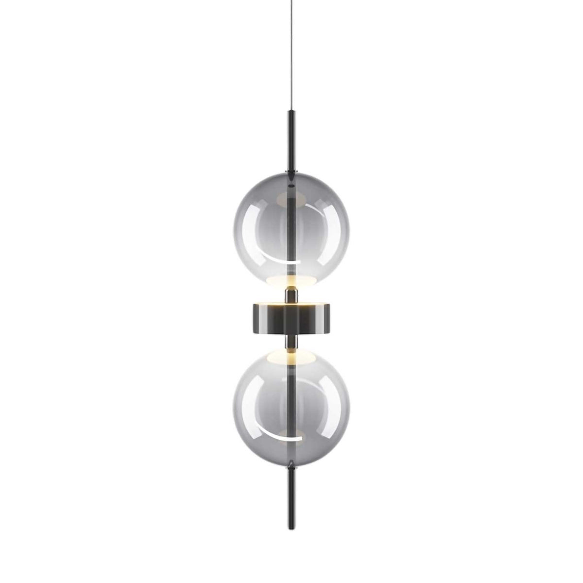 Double Moon - Suspension LED en verre et métal