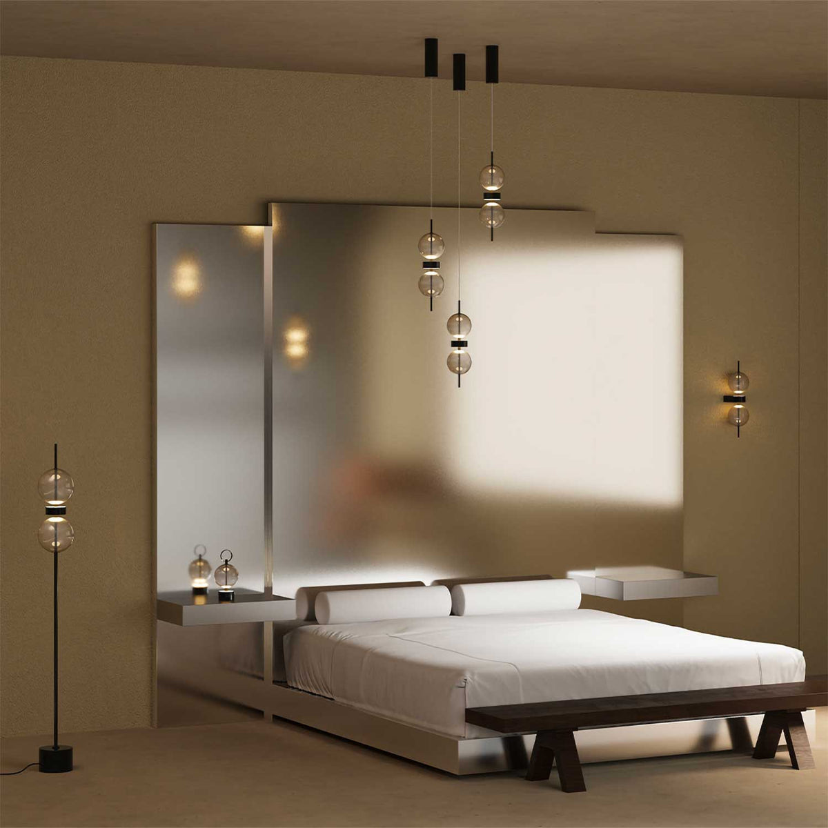 Double Moon - Applique murale LED en verre et métal