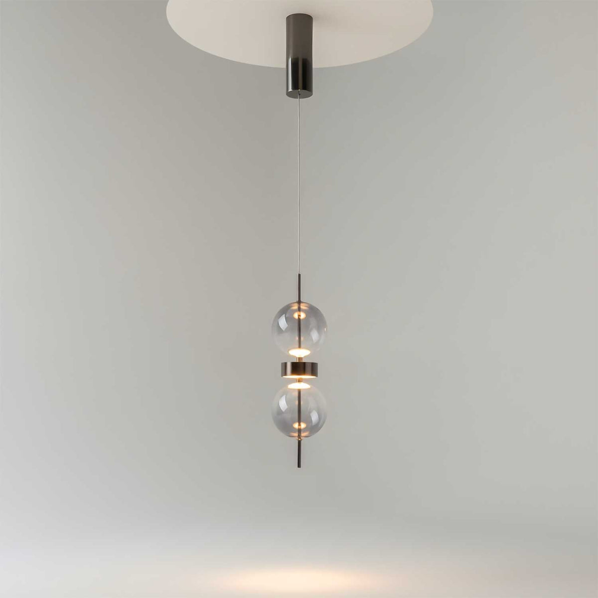 Double Moon - Suspension LED en verre et métal