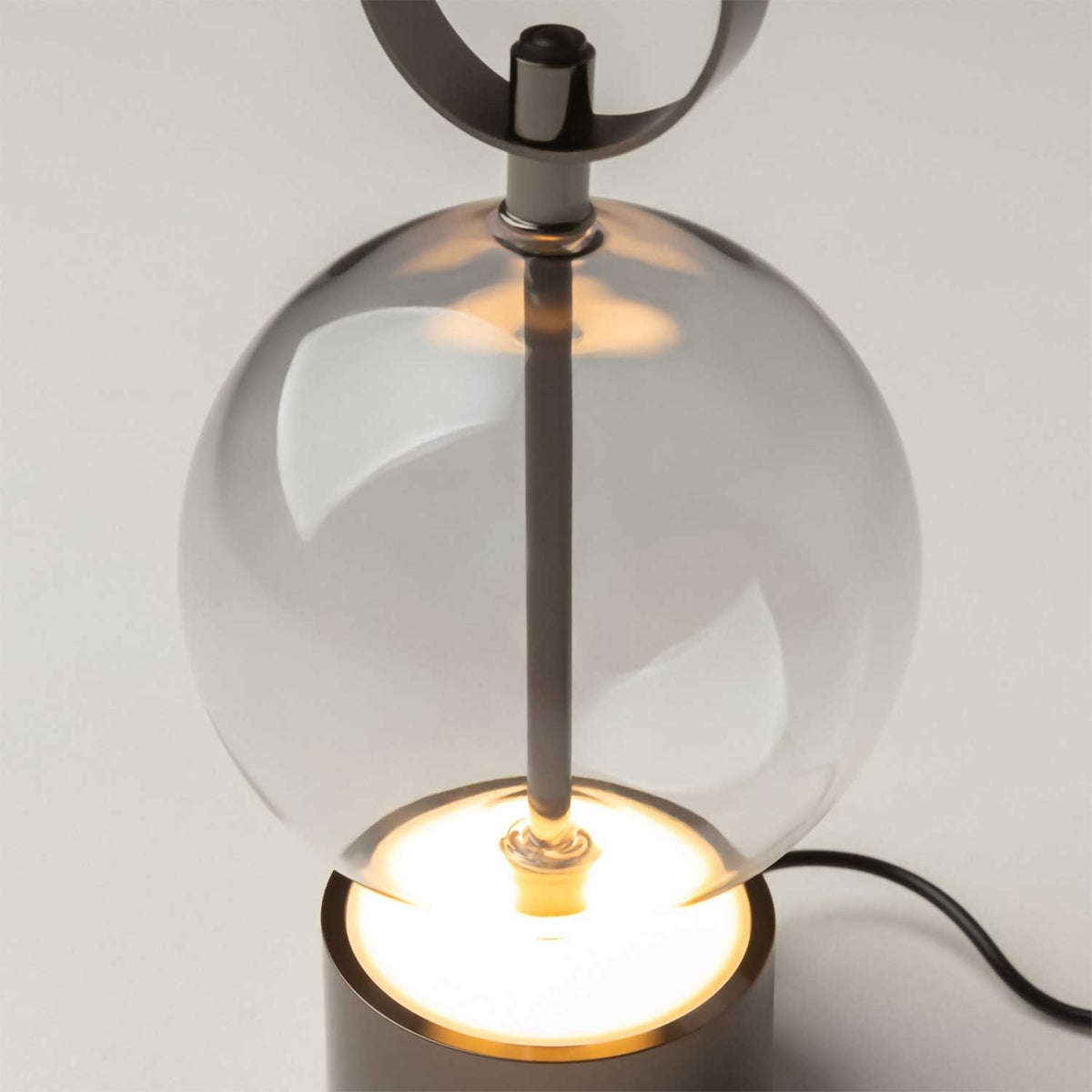Double Moon - Lampe à poser rechargeable en verre et métal