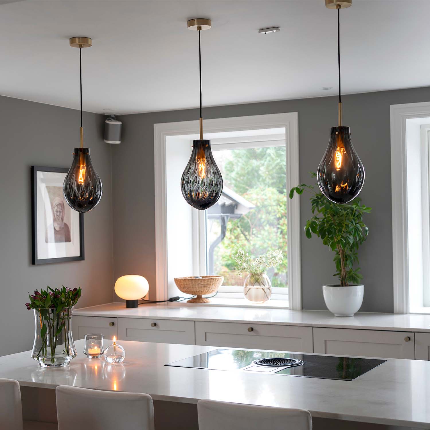 DROP - Lampadario vintage in vetro soffiato produzione artigianale