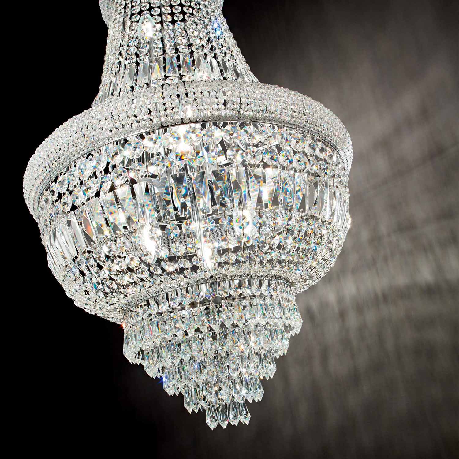DUBAI - Lámpara de araña elegante en perlas de vidrio y cristal