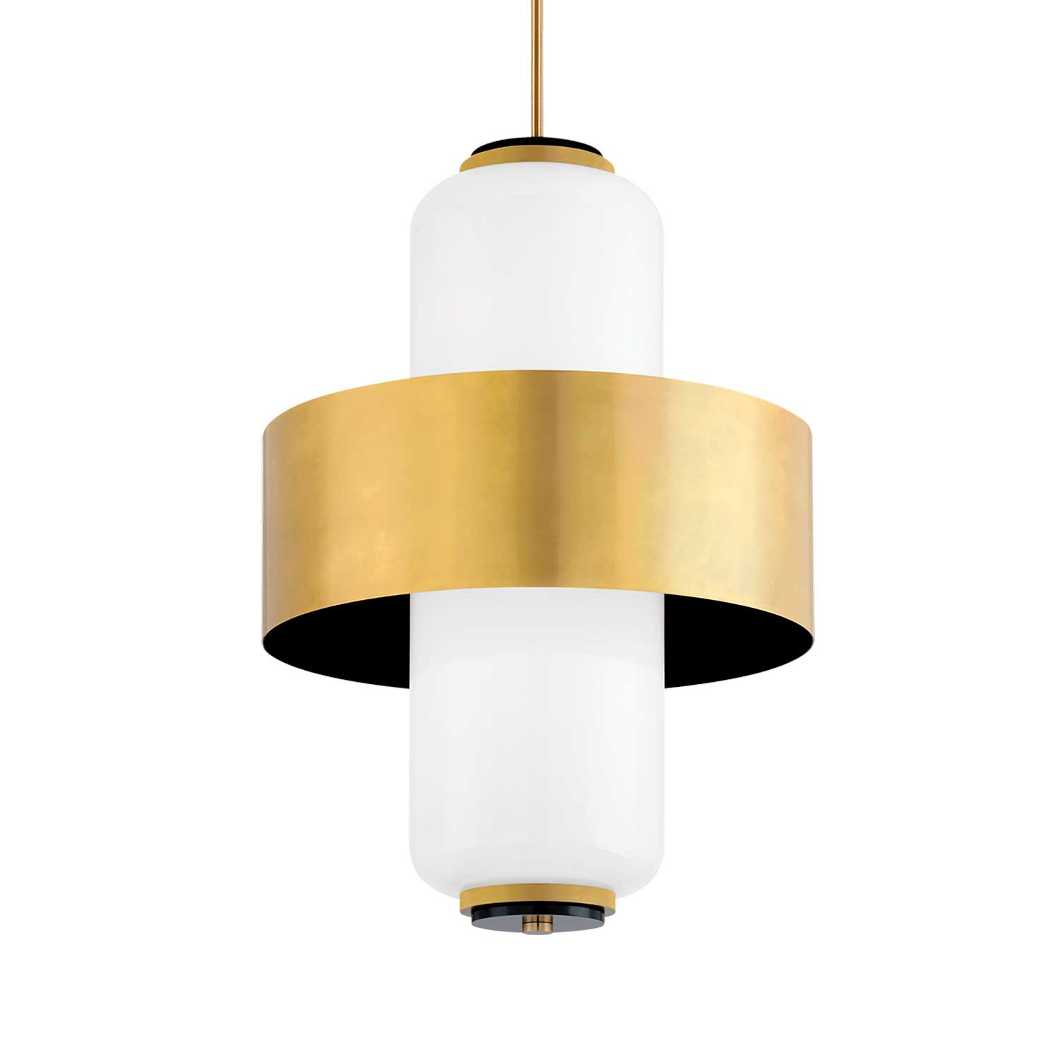 Melrose - Lámpara colgante dorada en latón y blanco diseño vintage