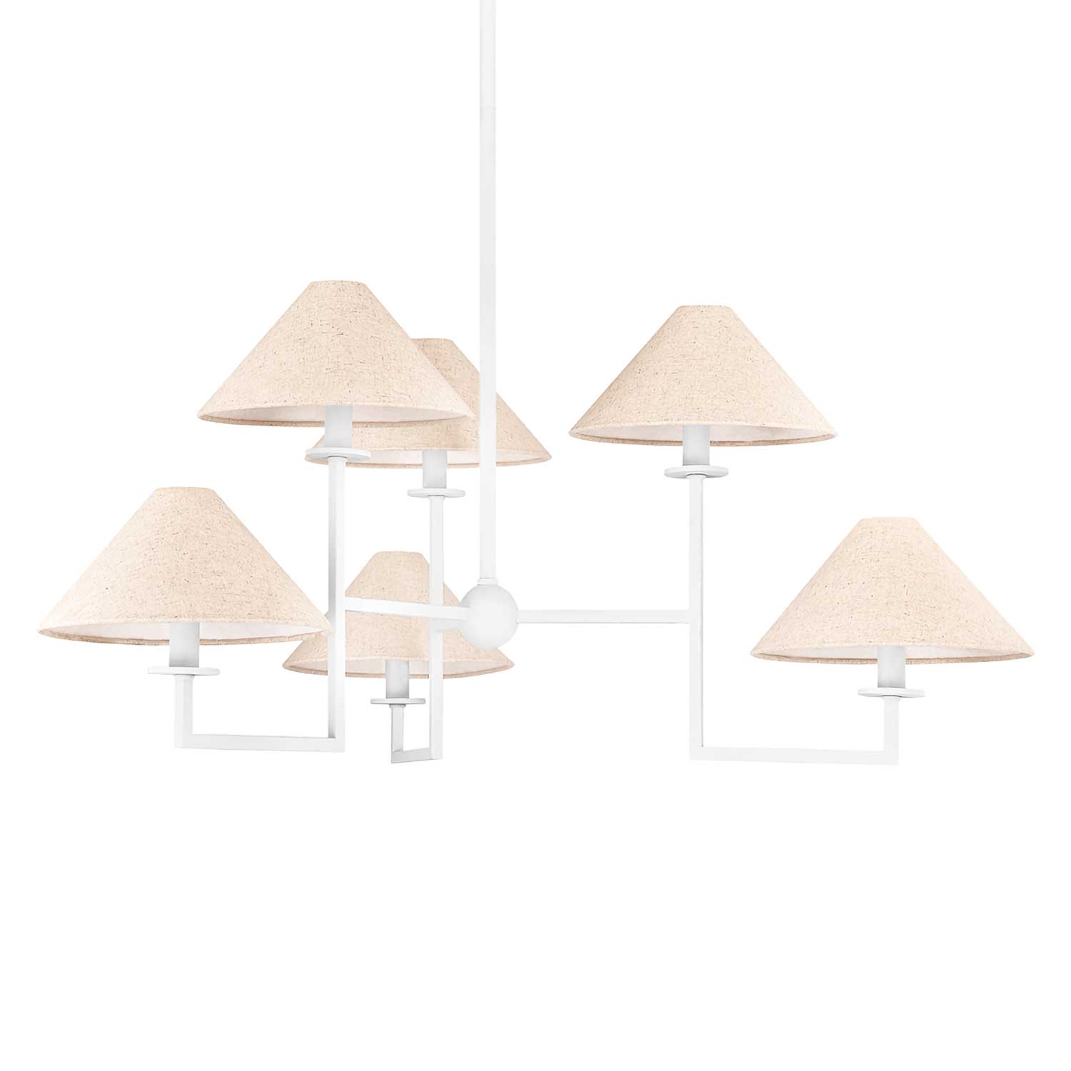 Gladwyne - Lustre en métal blanc et abat-jour en lin