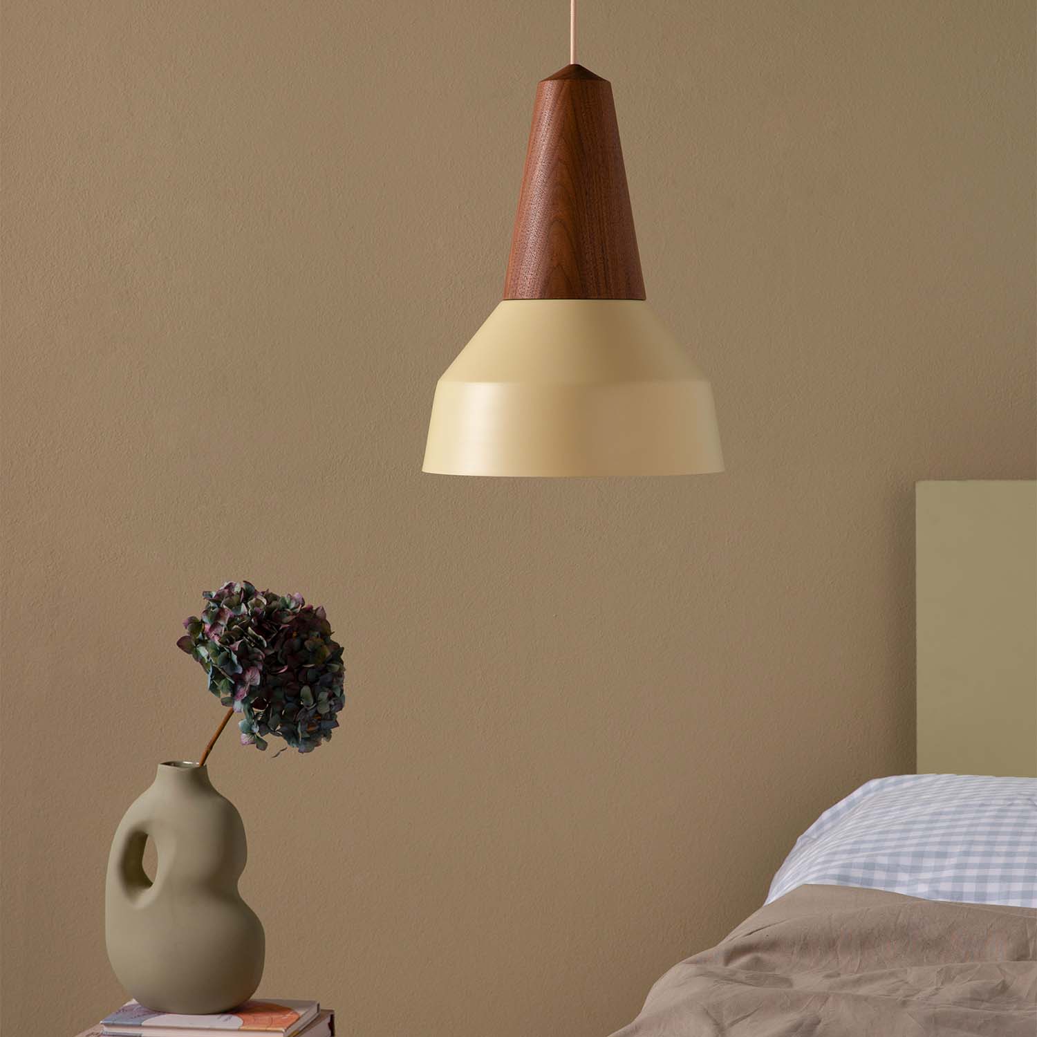 EIKON BASIC - Sospensione conica scandinava, colorata e legno