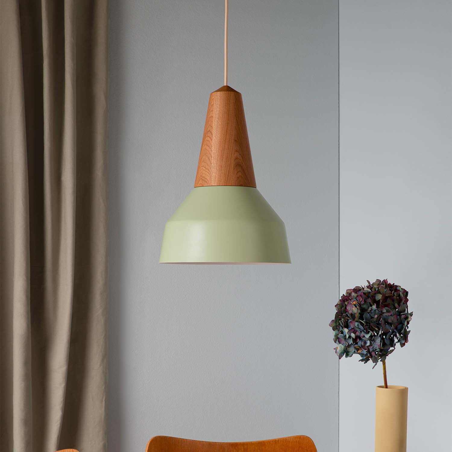 EIKON BASIC - Sospensione conica scandinava, colorata e legno