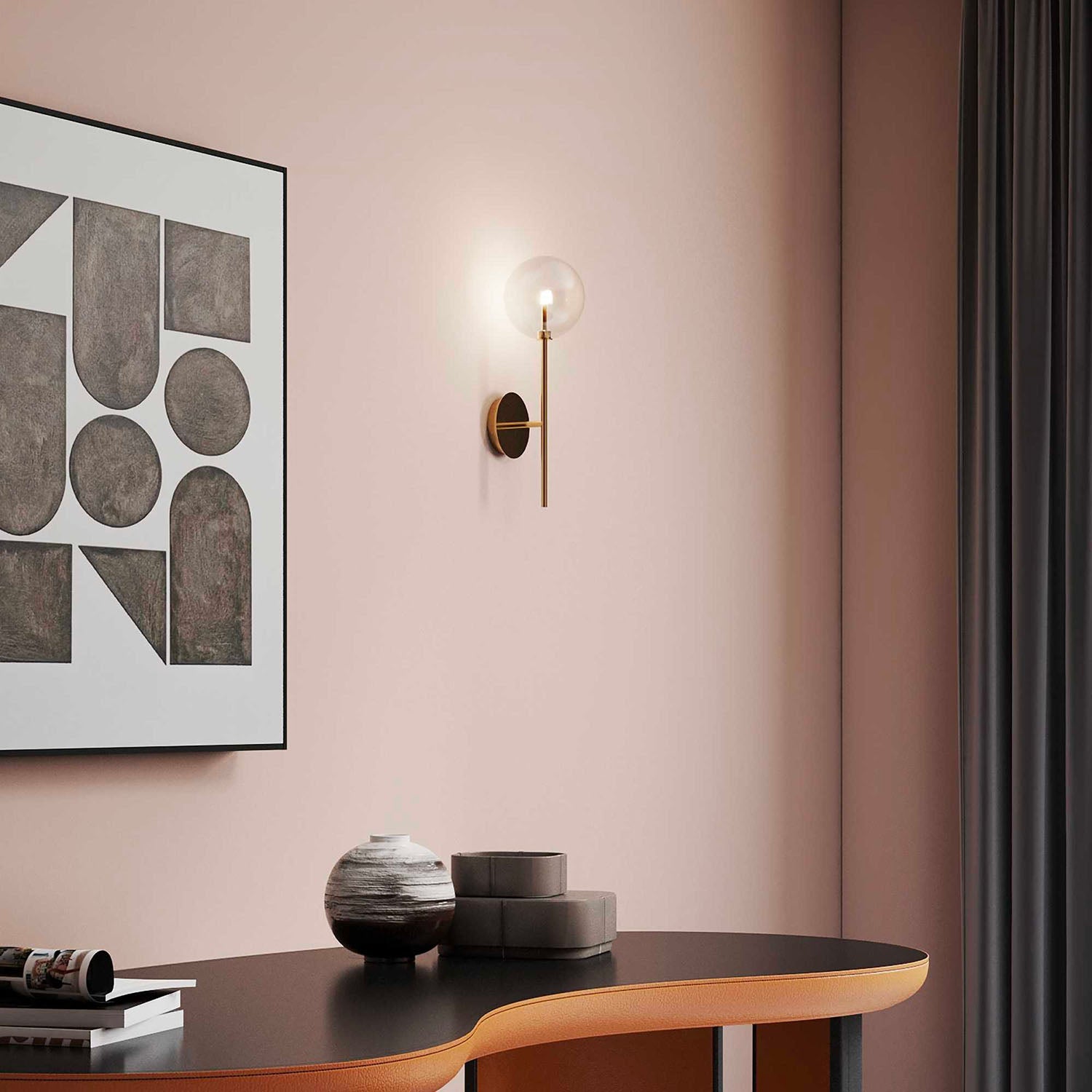 EQUINOXE - Applique murale tige avec boule en verre