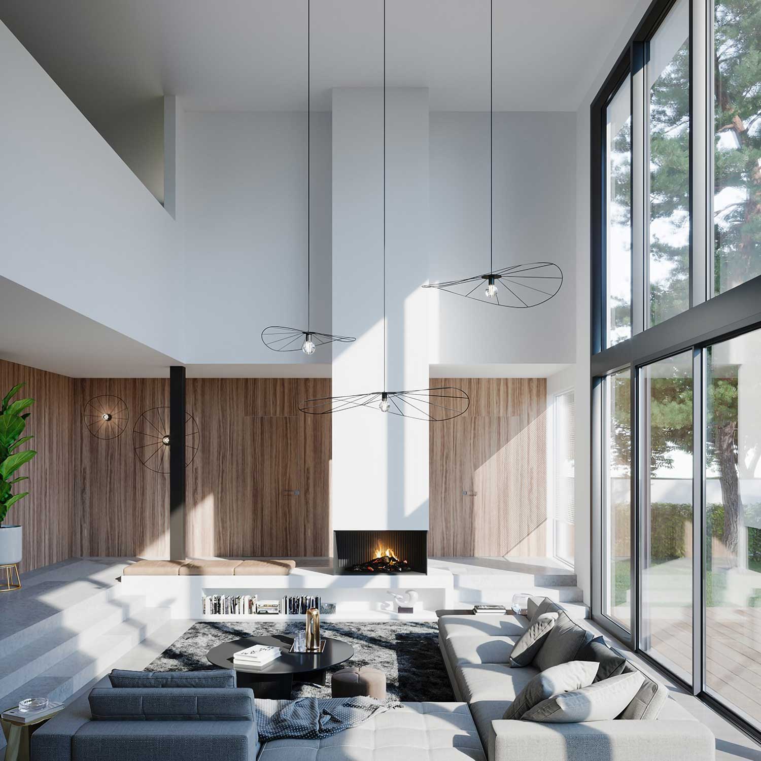 Errai - Black metal pendant light for modern living room