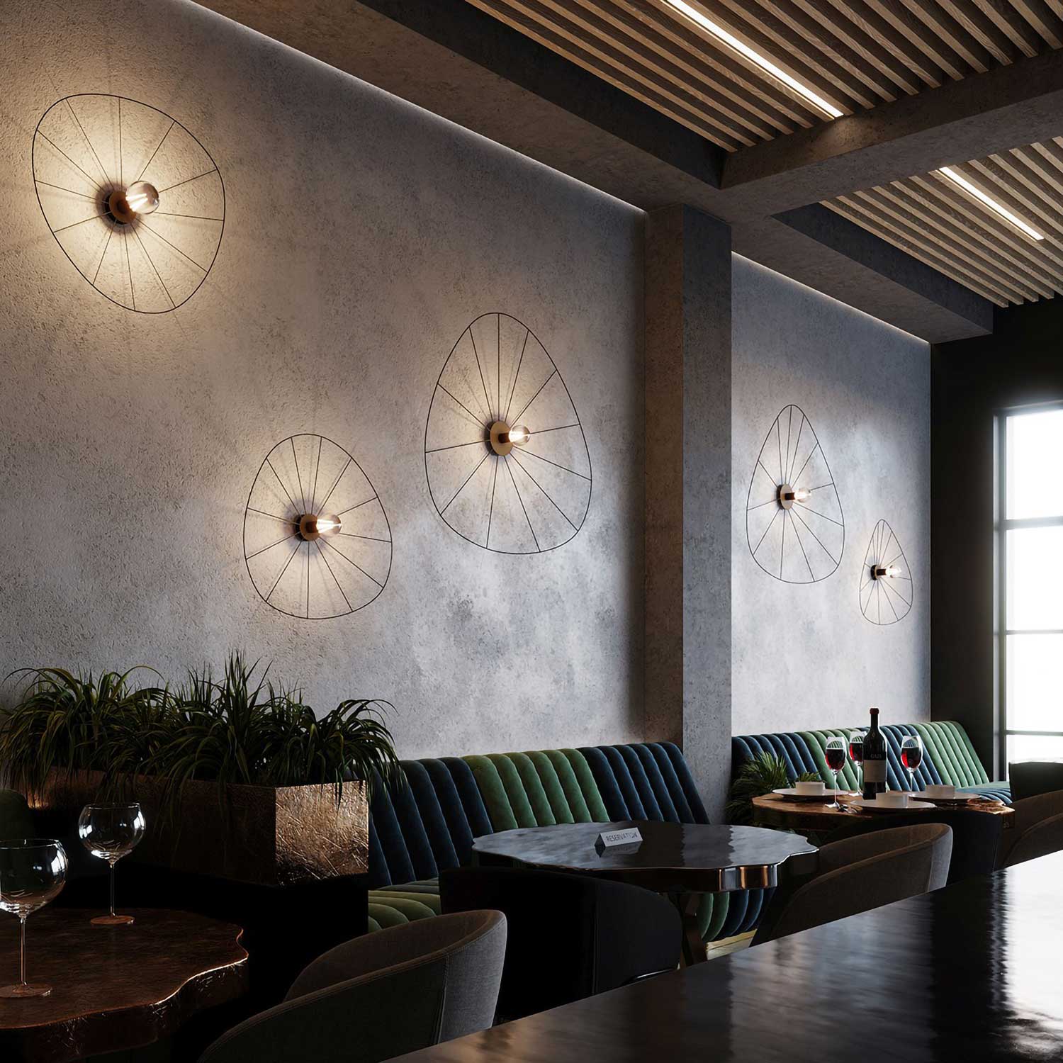 Errai - Large round wall sconce in black metal