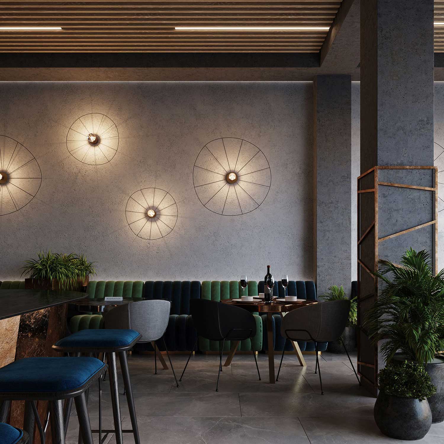 Errai - Large round wall sconce in black metal