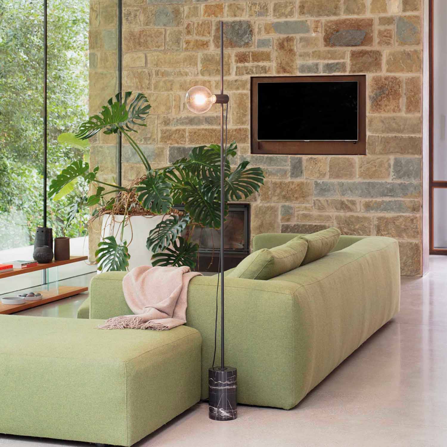 EVA - Lampadaire pied effet marbre avec ampoule