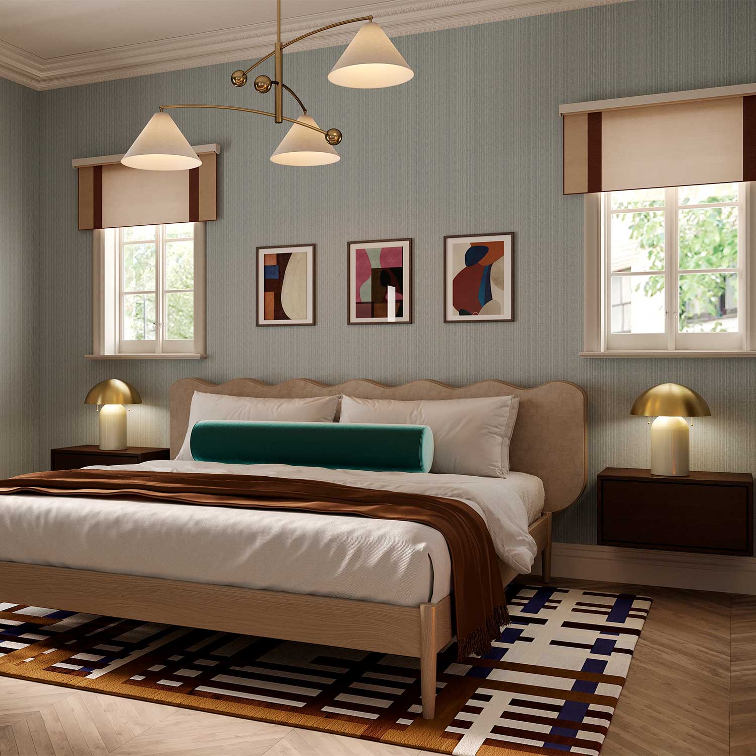 Gaia - Modern ceramic and brass bedside lamp