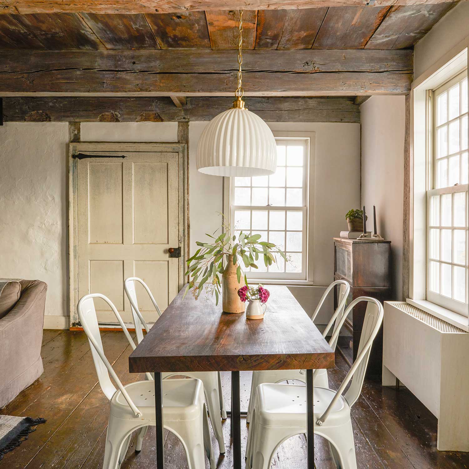 Hillary - Vintage pendant light in fluted and golden glass