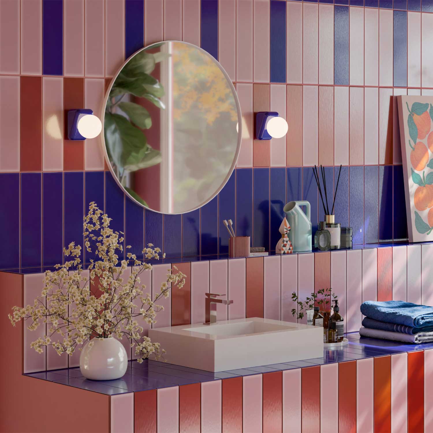 Flip - Applique murale carrée en céramique pour salon moderne