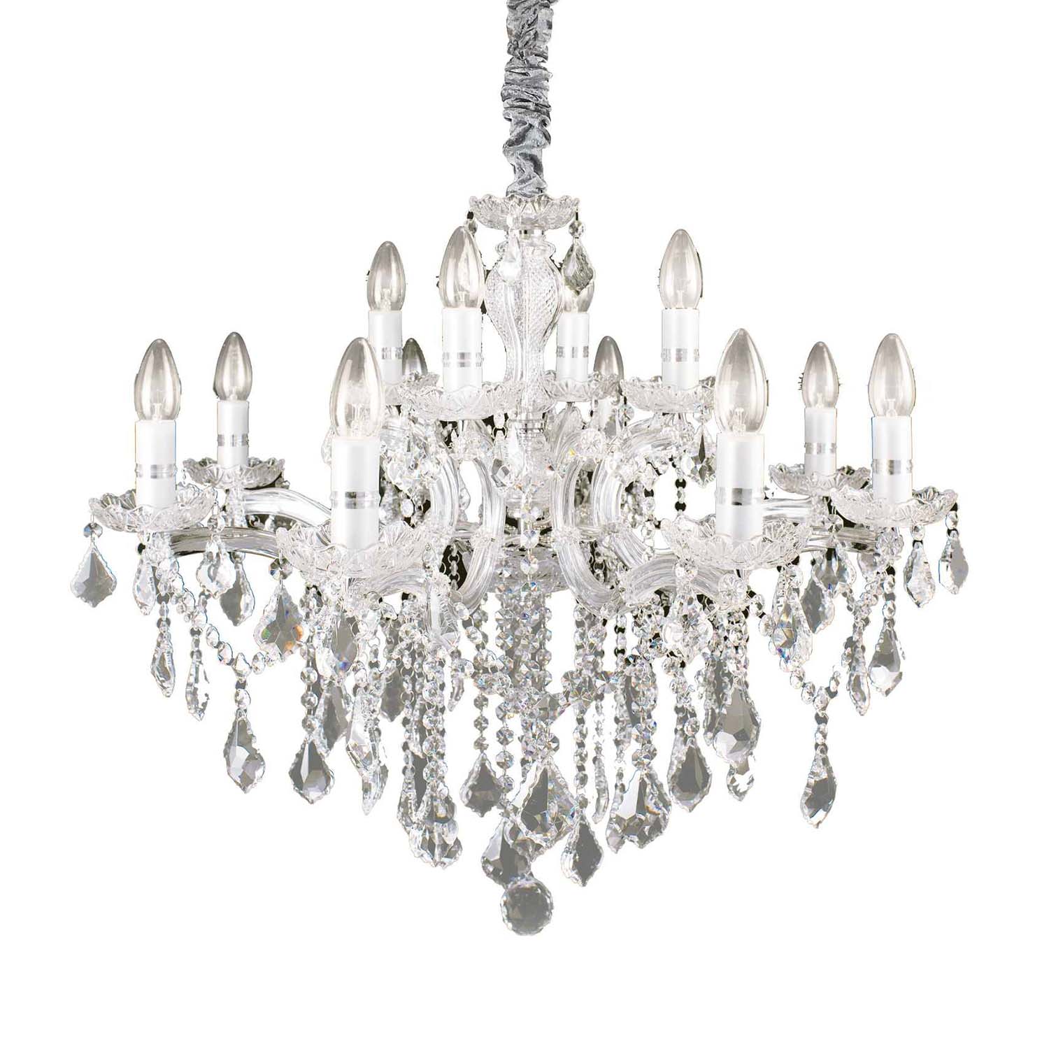 FLORIAN - Lustre à pampilles doré ou transparent