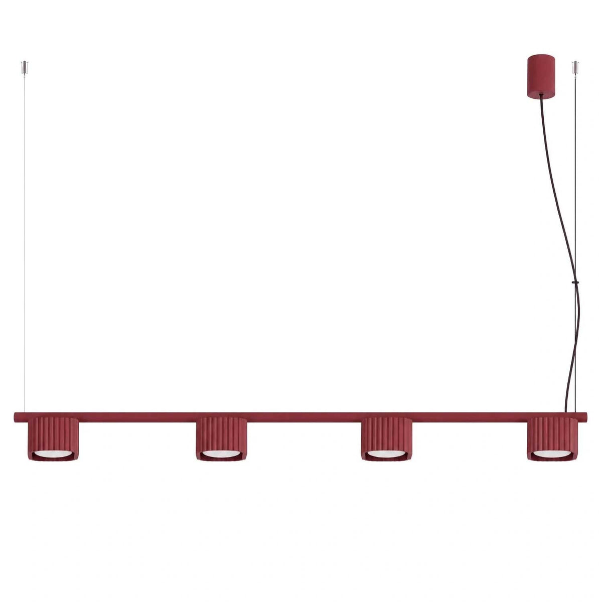 Majoris - Suspension linéaire en aluminium cannelé à quatre lumières, style contemporain