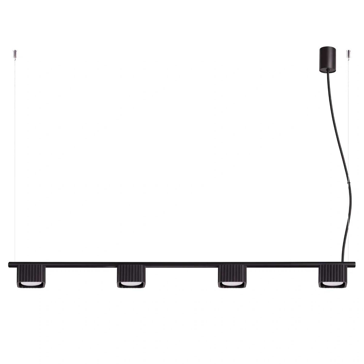 Majoris - Suspension linéaire en aluminium cannelé à quatre lumières, style contemporain
