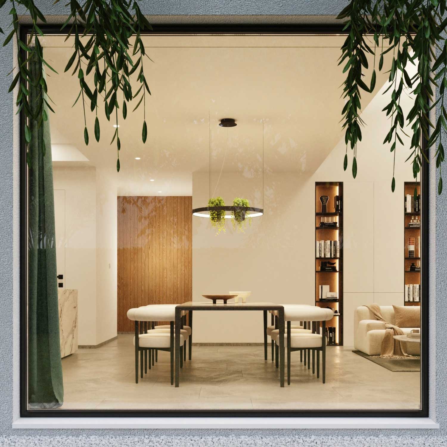 Askela - LED-Ringleuchte mit Pflanzen für Büros