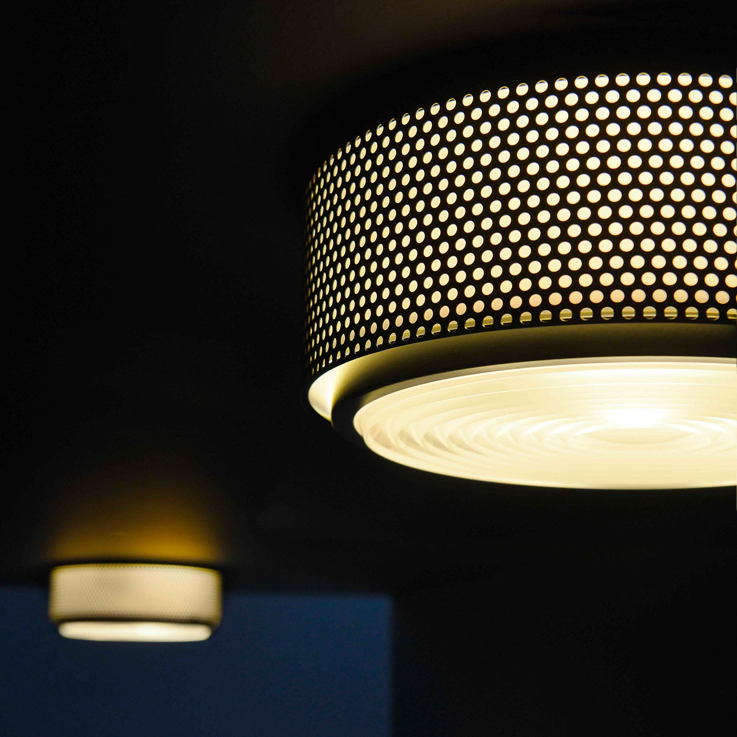 G13 - Retro vintage 1950s ceiling light perforated steel design