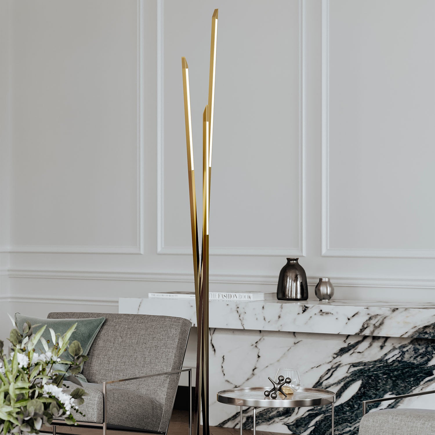 GANSEVOORT - Lampadaire en laiton vieilli design et contemporain