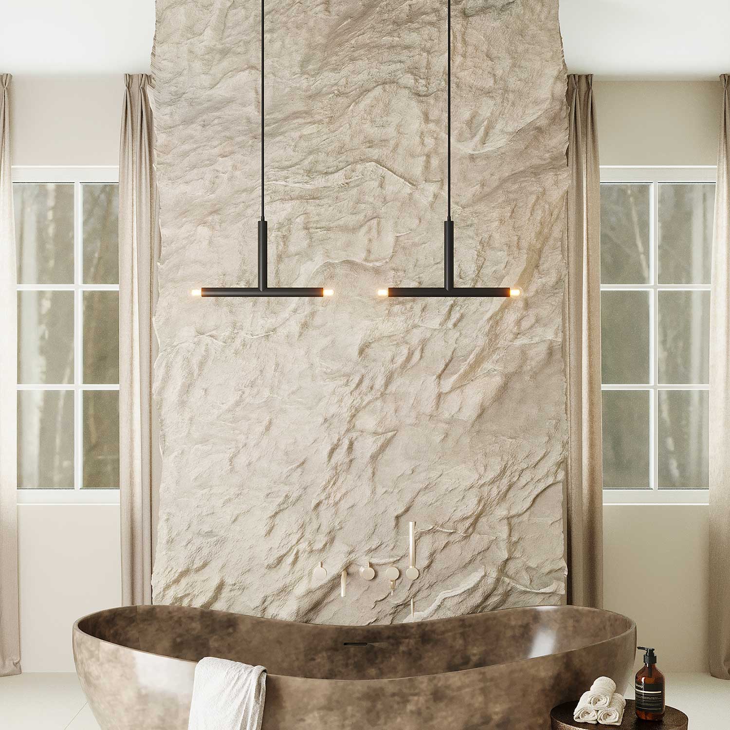 GEMINI SET - Composition of 4 modern design metal chandeliers