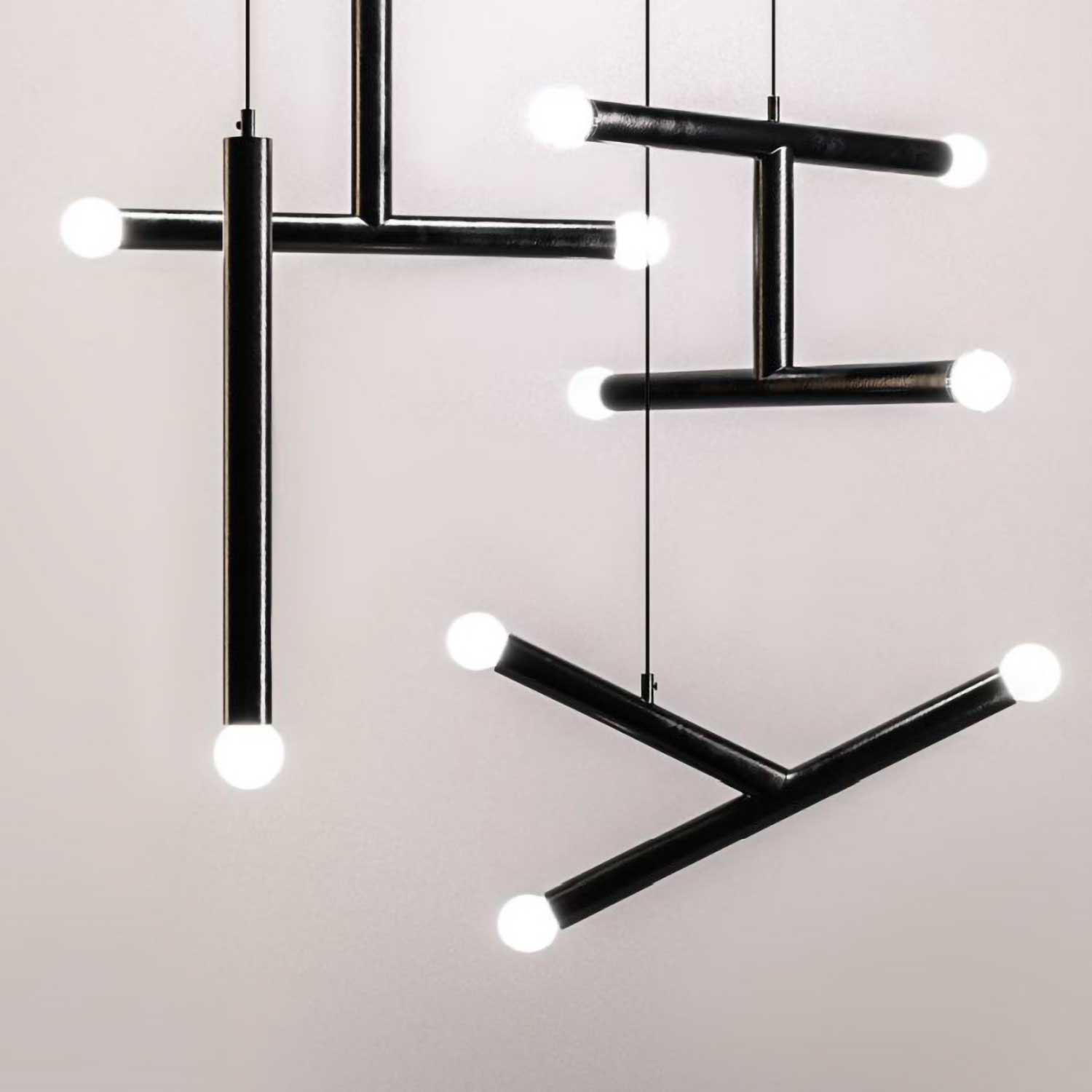 GEMINI SET - Composition of 4 modern design metal chandeliers