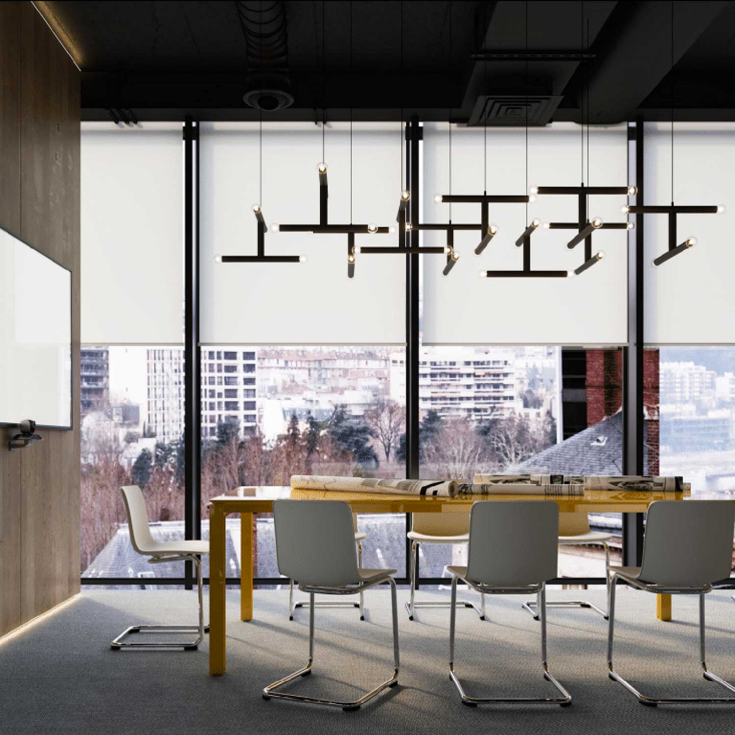 GEMINI SET - Composition of 4 modern design metal chandeliers