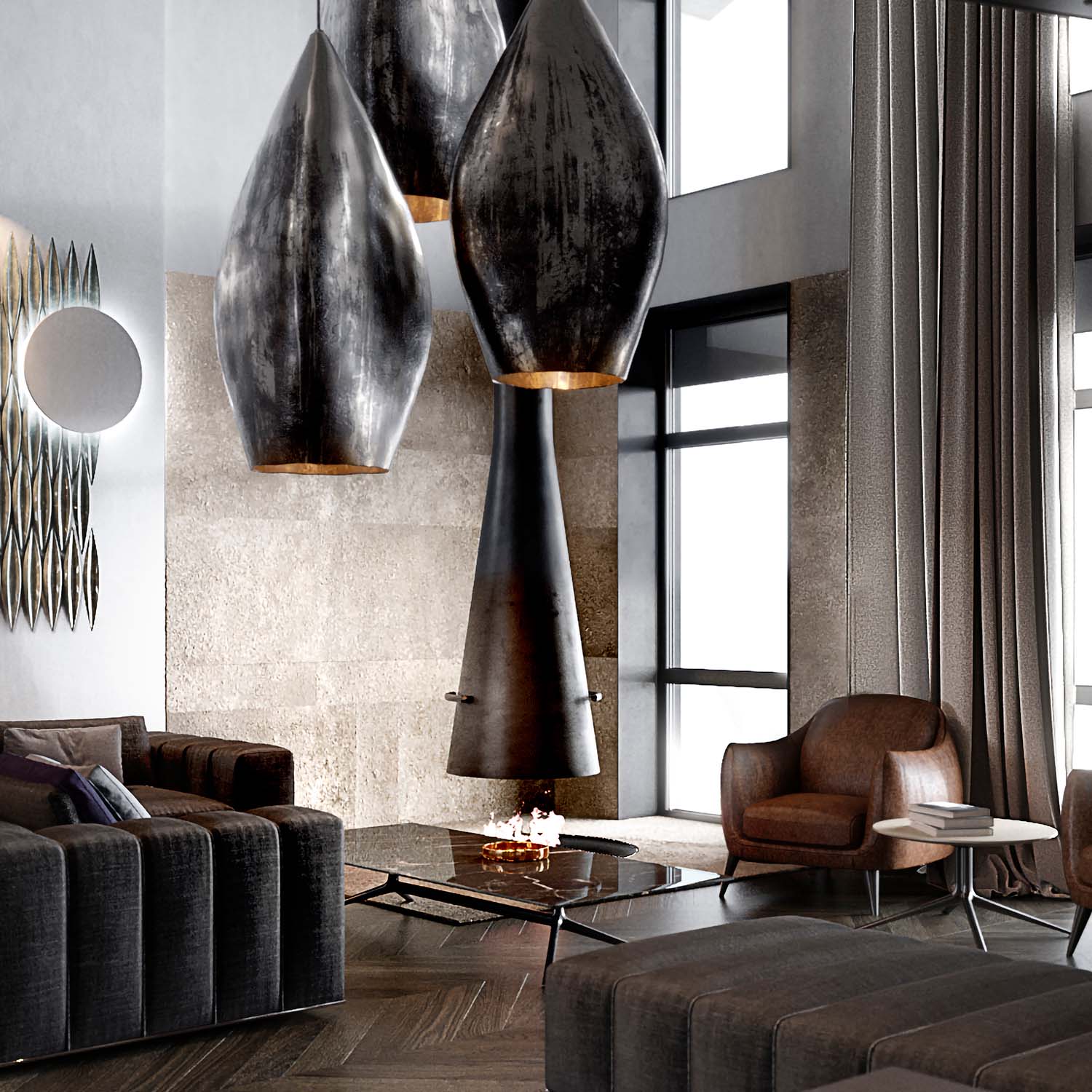 GEMMA - Large bronze pendant light for modern interior