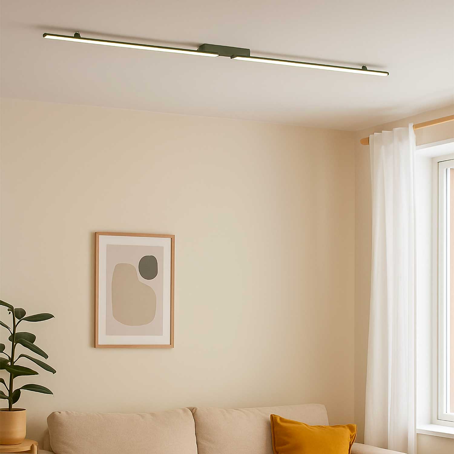 Reda - Plafonnier LED xxl acier pour salon minimaliste