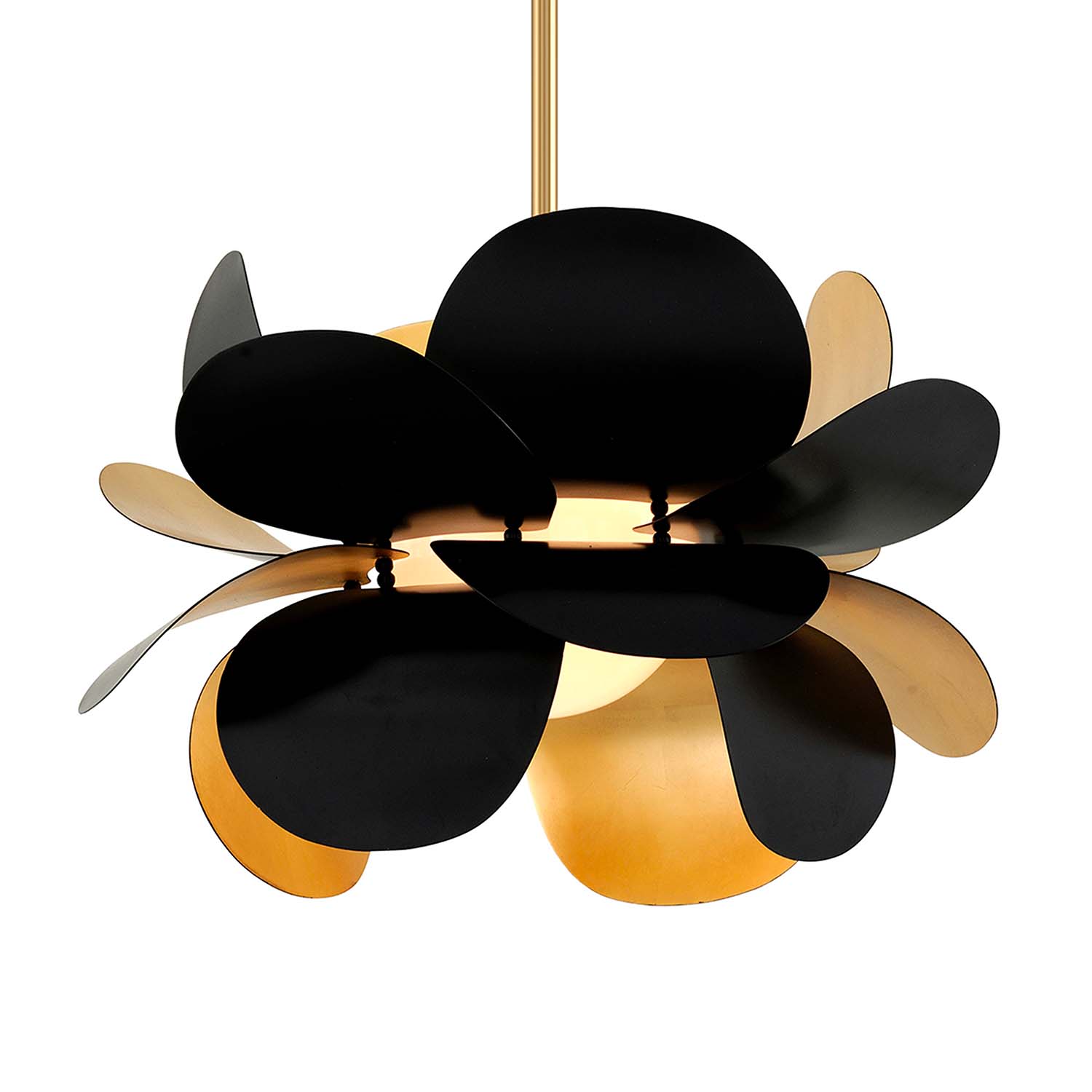 GINGER - Black and gold flower chandelier for chic bedroom