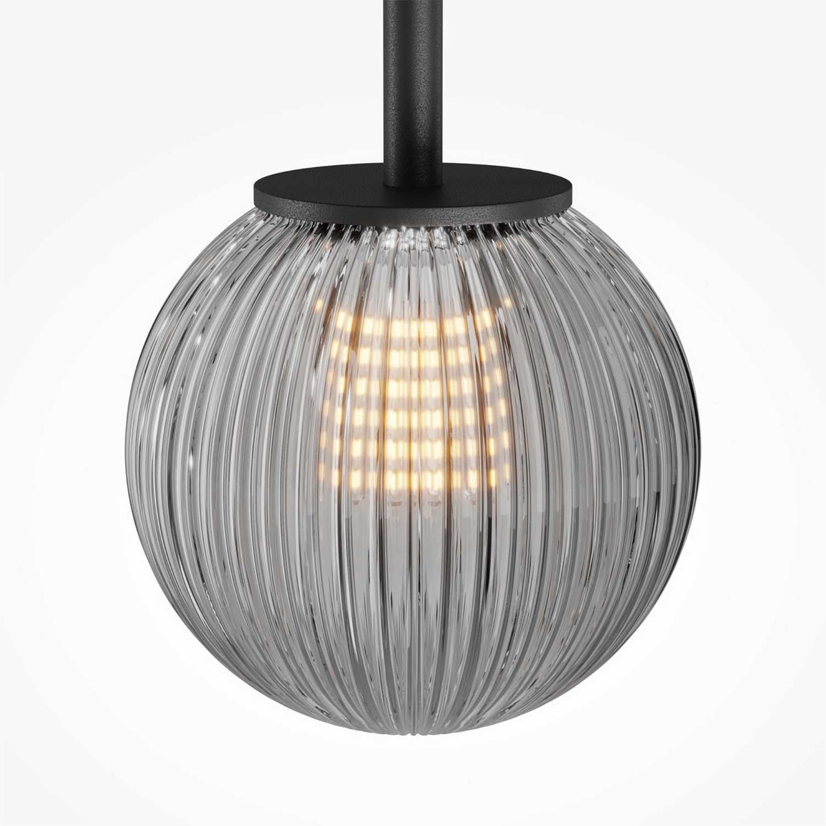 Glace - Suspension en verre rainuré et métal, style contemporain
