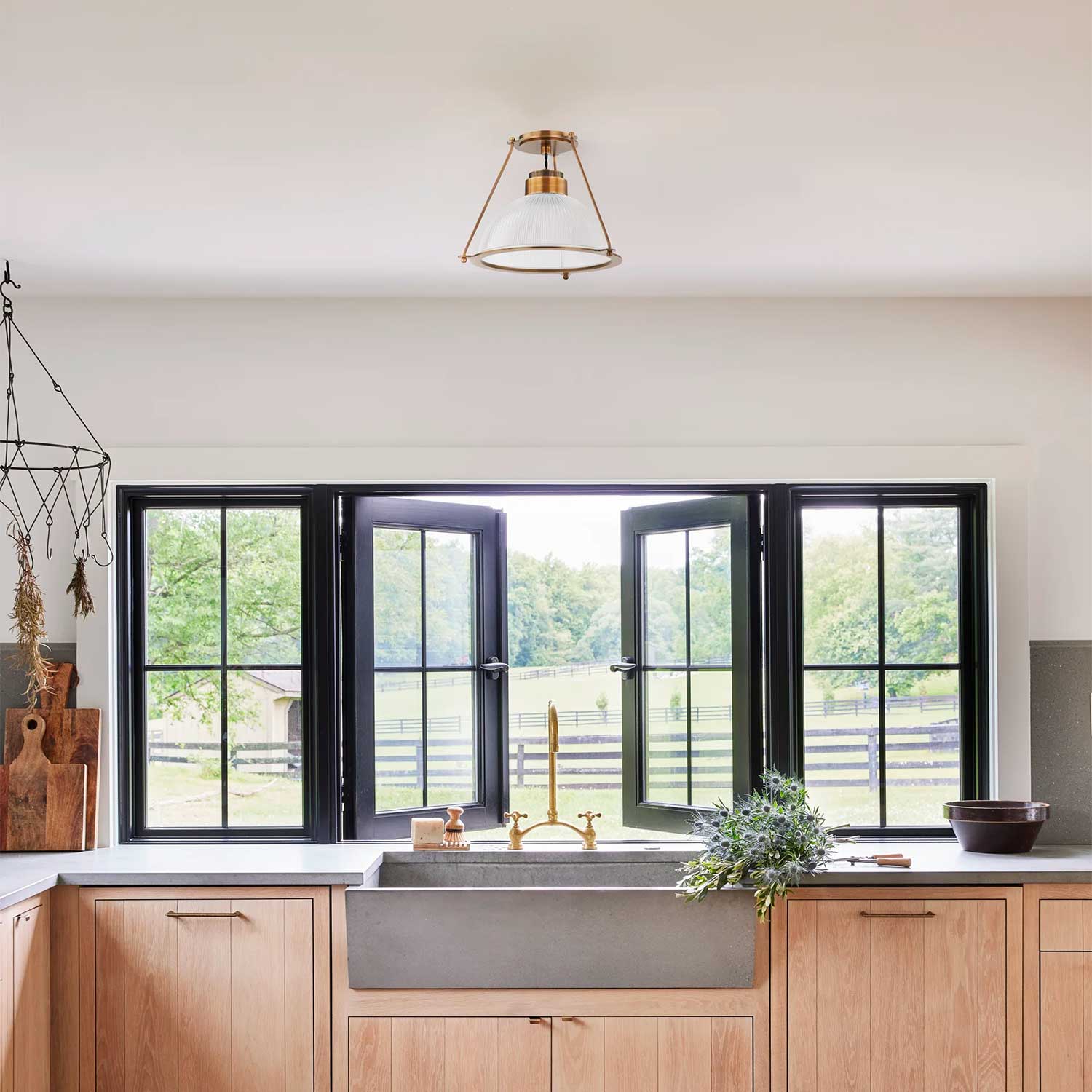 Glint - Plafonnier en acier et verre pour cuisine vintage