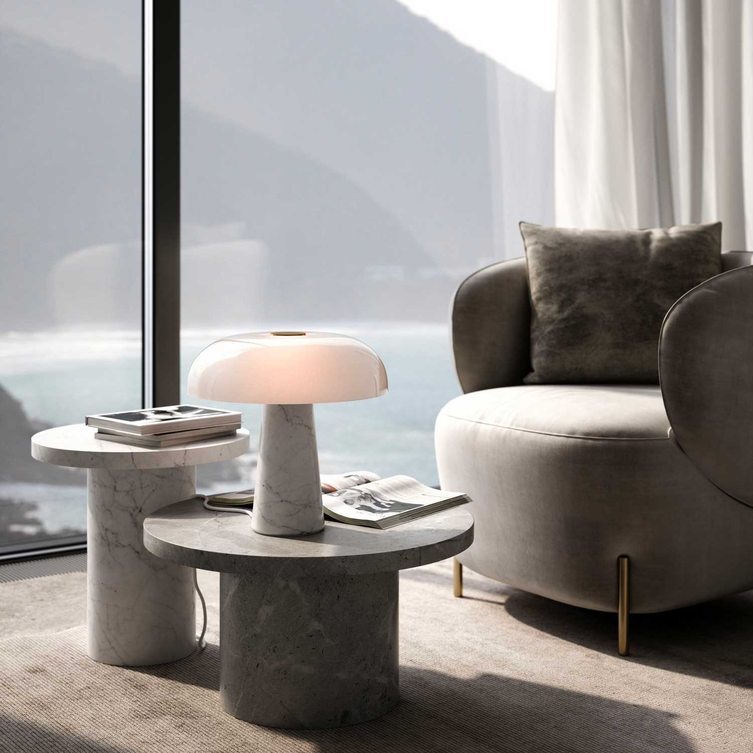 Glossy - Lampe de table en marbre pour salon contemporain