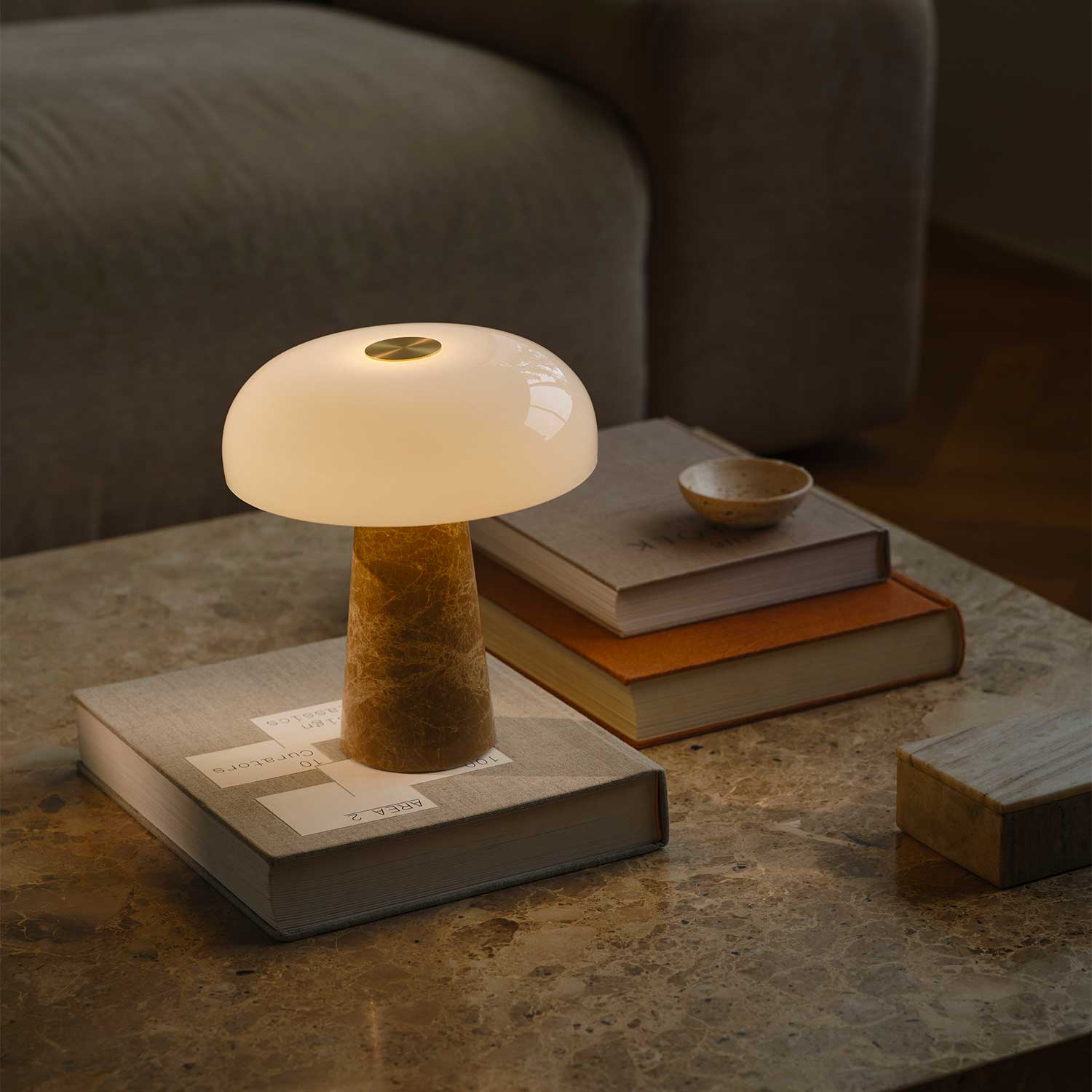 Glossy Mini - Lampe de table design en marbre et verre
