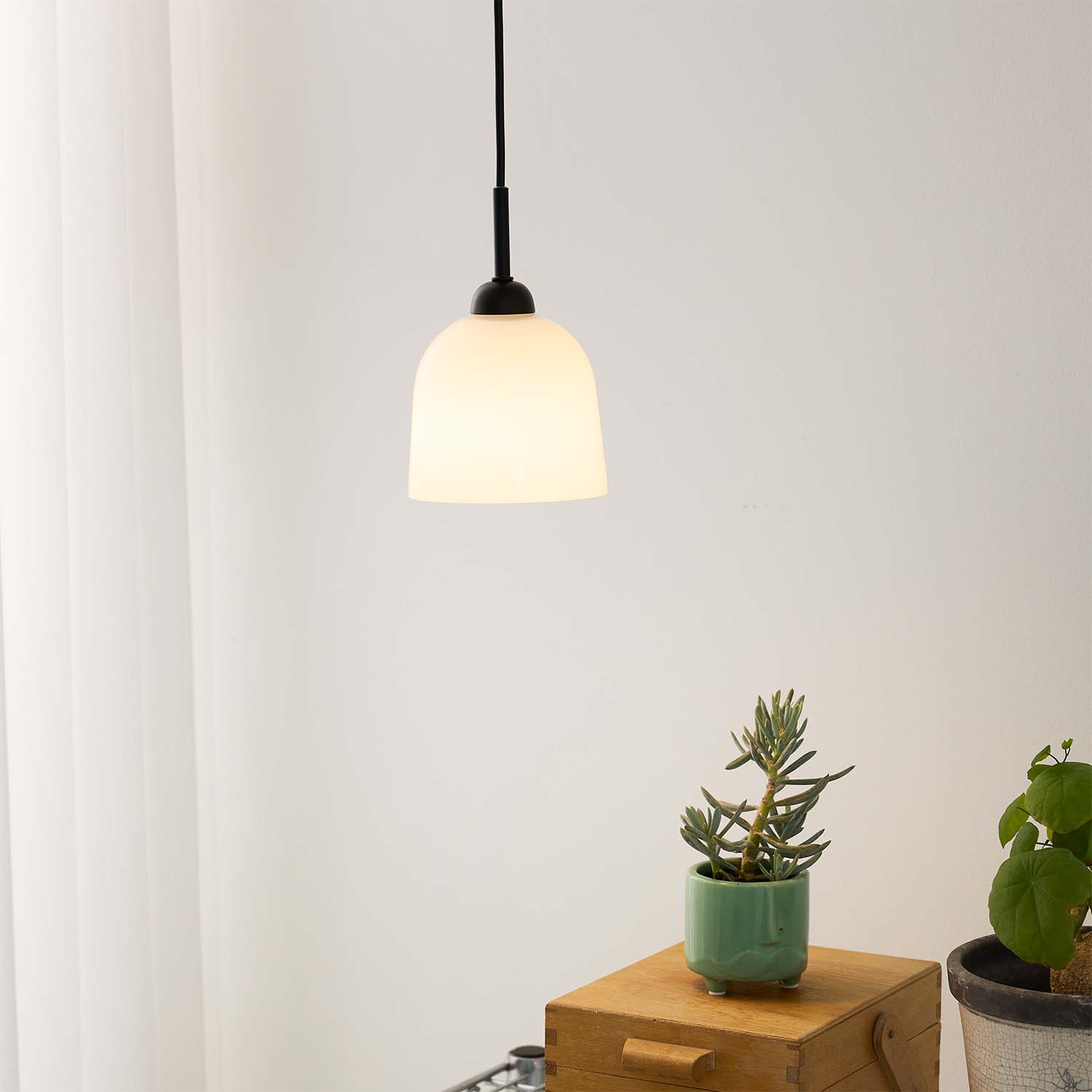 GLOW - White glass design chandelier for kitchen