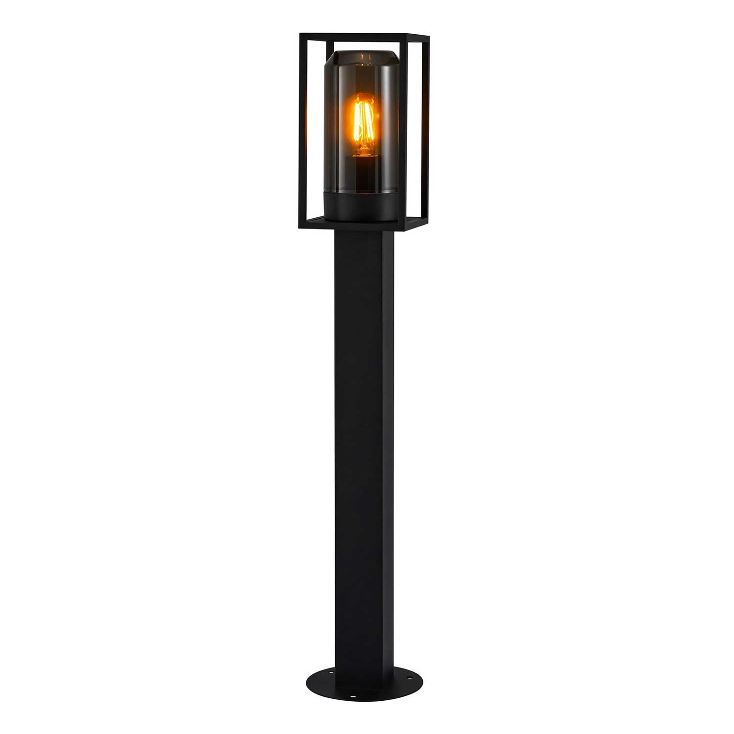 Griffin - Poste moderno negro de acero y vidrio para jardín