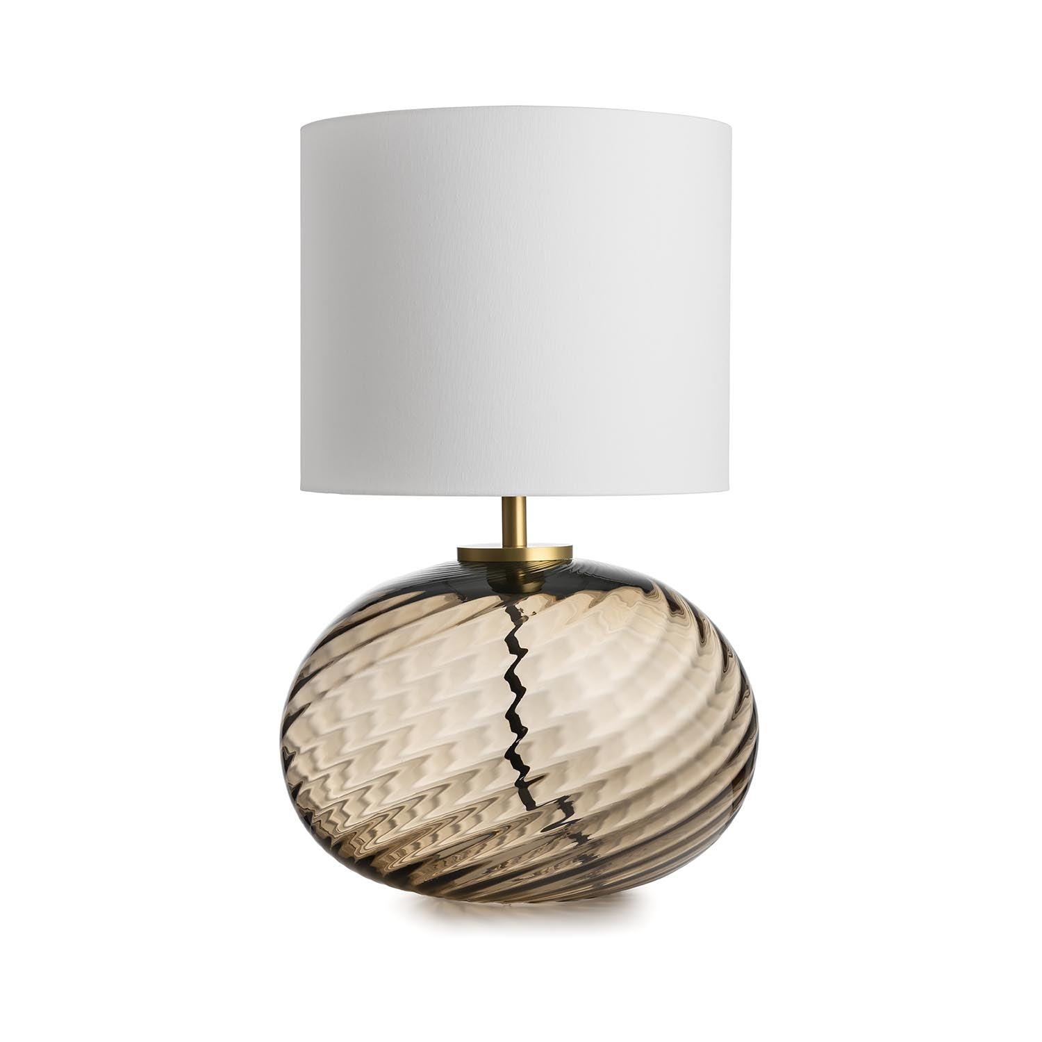 FREI - Table lamp in blown glass and handcrafted woven lampshade