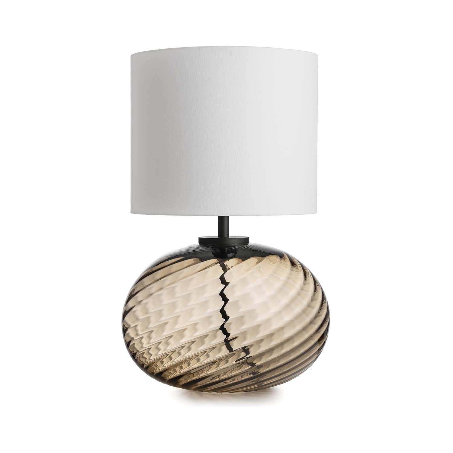FREI - Table lamp in blown glass and handcrafted woven lampshade