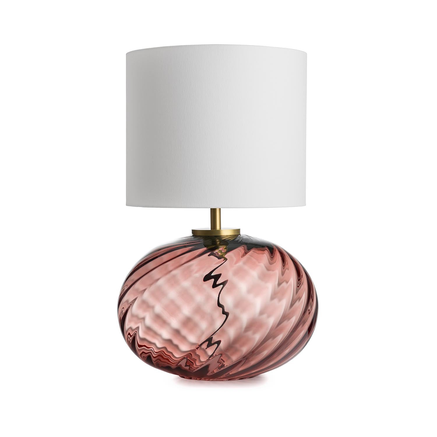 FREI - Table lamp in blown glass and handcrafted woven lampshade